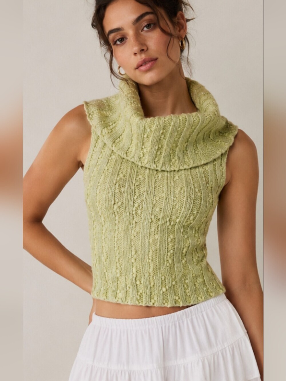 Urban Outfitters Silence + Noise Starlet Off-Shoulder Knit Top NWT Lime Green.SM